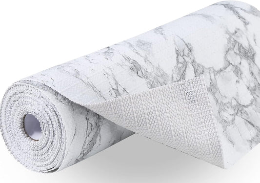 Drawer and Shelf Liner 12 in x 10 FT, Non Adhesive Water Resistant, Easy Clean and Trim, Smooth Surface Liners for Kitchen Cabinet, Shelves, Drawers, Pantry, Marble