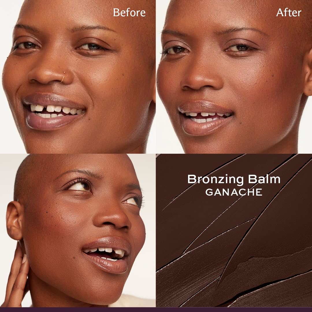 Subtl 3-in-1 Makeup Stack – Cream Bronzer, Powder Highlighter & Lip Glaze for On-the-Go Touch Ups – Lightweight, Travel-Friendly, Blendable Balm (Deep/Ganache)