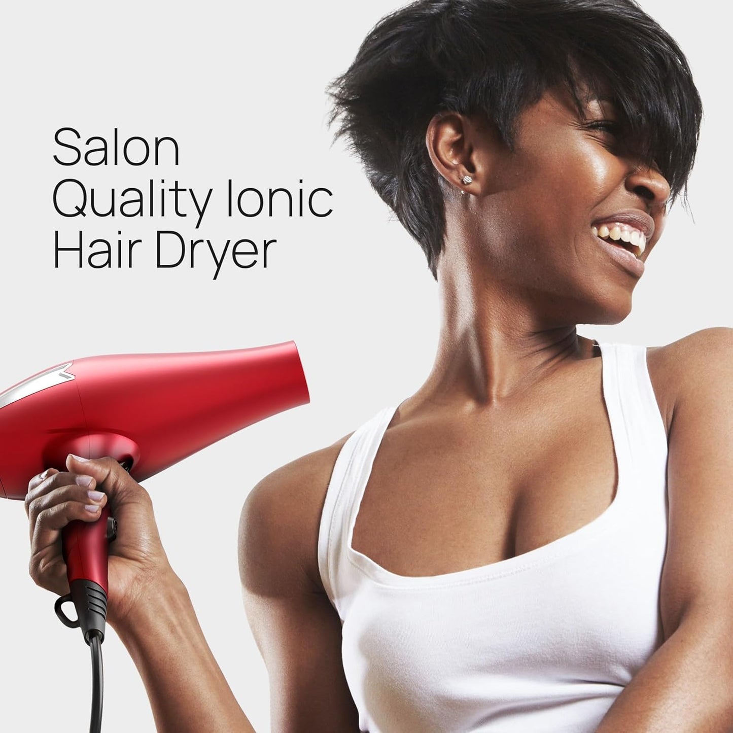 TREZORO Professional Blow Dryer for Women – Ionic Hair Dryer 2000W for Salon & Personal Use – Powerful, Fast & Quiet Drying for Curly Hair, Unwanted Frizz – Design for Travel – 8.2ft Cord – Red
