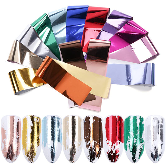 14 Sheets Gold Nail Foils Transfer Stickers - Holographic Effect Metallic Nail Art Foil Stickers in Color Gold and Silver