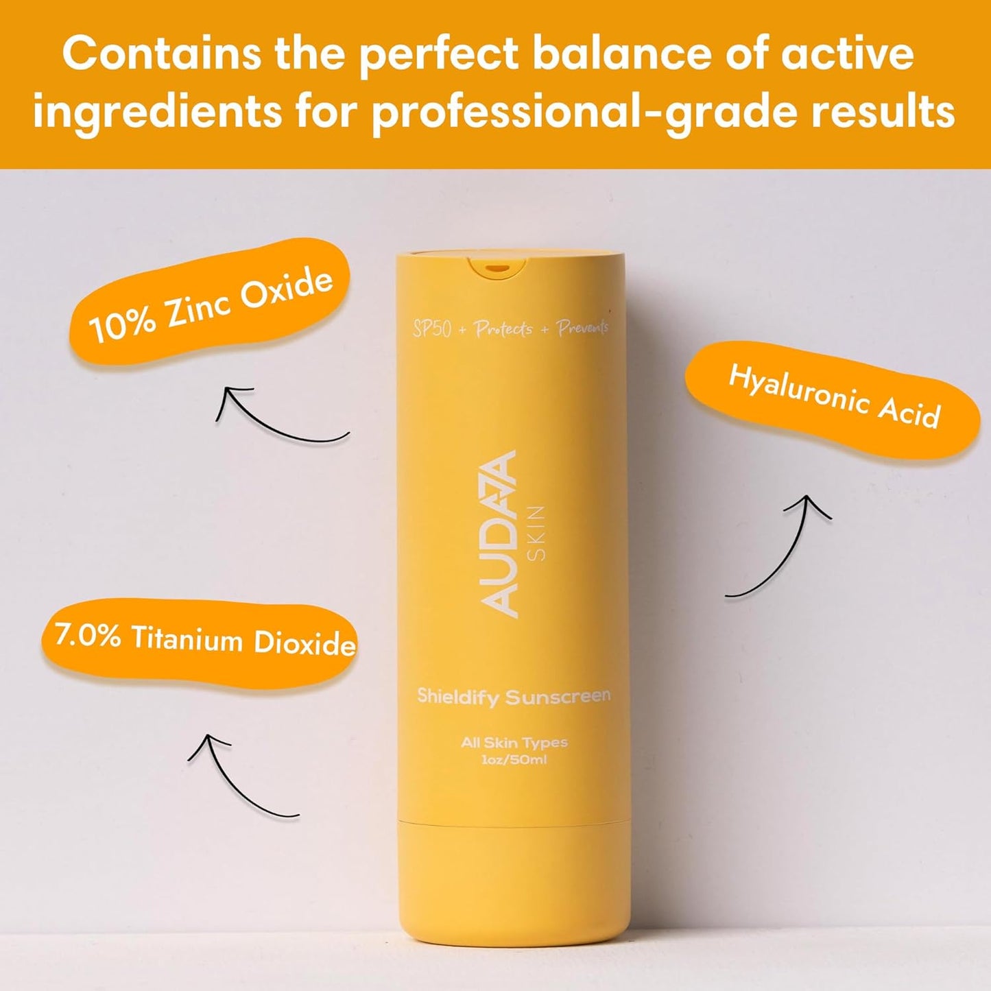 Shieldify Mineral Sunscreen SPF 50 | Face Sunscreen with Zinc Oxide & Hyaluronic Acid | Hydrating Formula for All Skin Tones & Sensitive Skin No White Cast| Dermatologist Tested