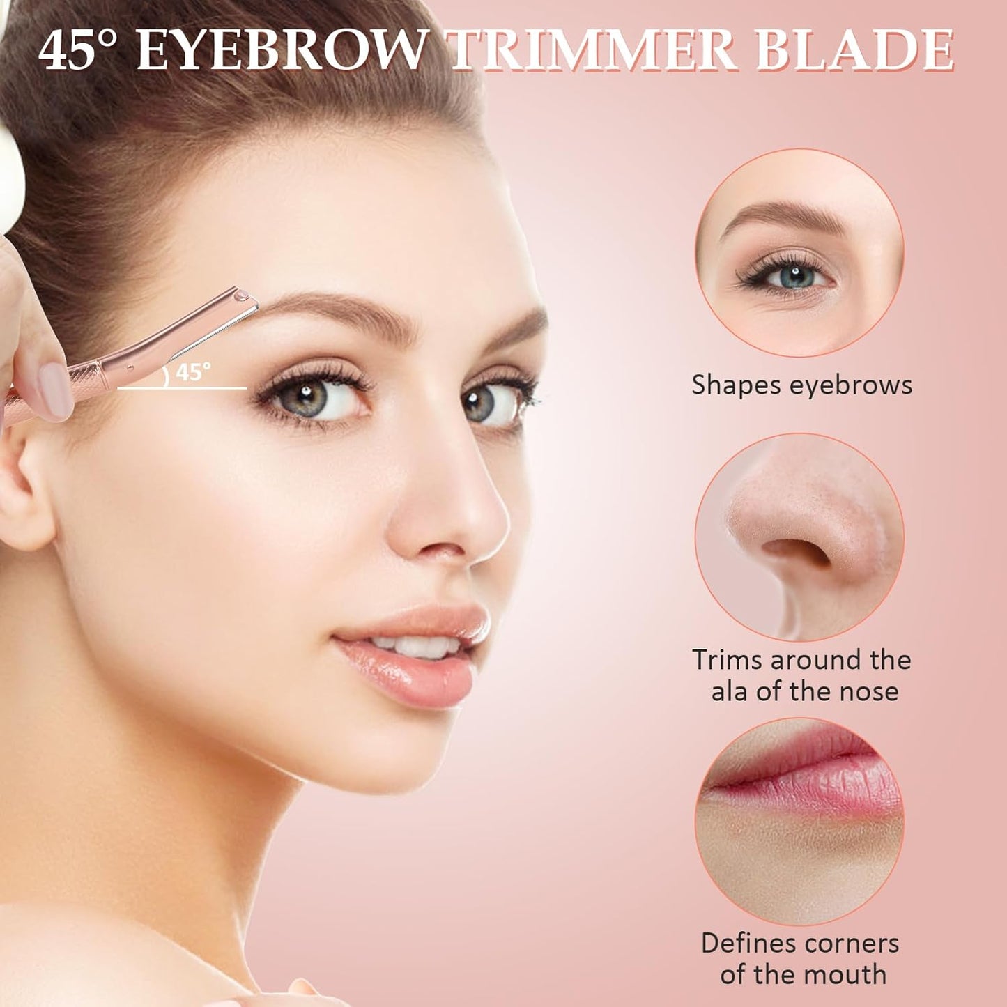 Eyebrow Razor for Women,Face Razors for Women Dermaplaning,Professional Dermaplane Tool with Protective Cap for Peach Fuzz (Rose Gold-10 Blades)