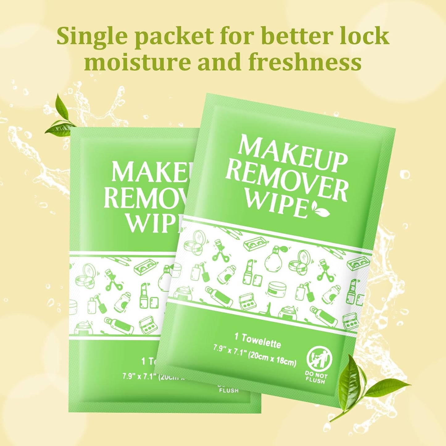Makeup Remover Wipes Individually Wrapped, 100 Pcs Gentle Facial Cleansing Towelettes Alcohol Free, Perfect Travel Essential and Bachelorette, Wedding, Party Favor
