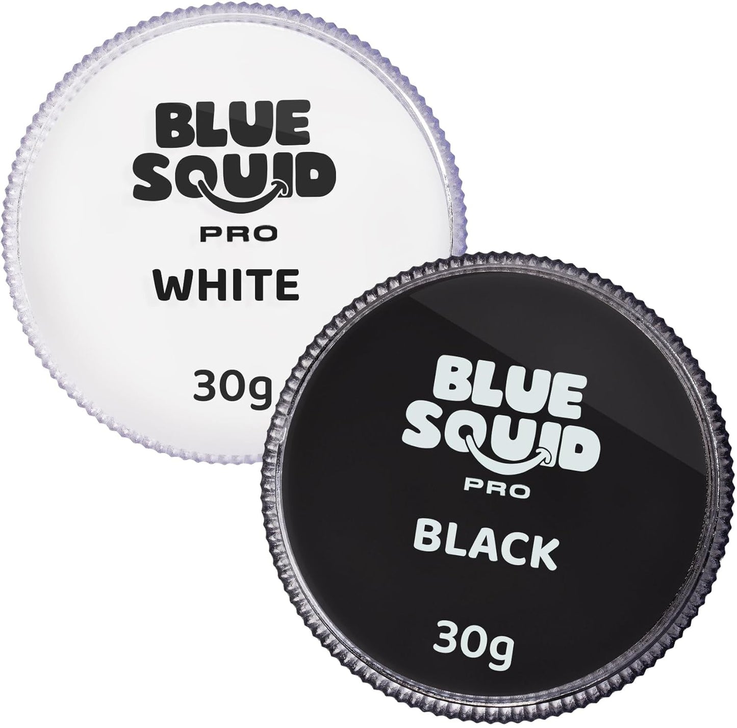 Blue Squid PRO Face Paint - Professional Water Based Single Cake Facepaint & Body Paints - SFX Makeup, Kids Adults Face Painting for Costume, Halloween, Cosplay - Classic Black & White 30g / 1oz