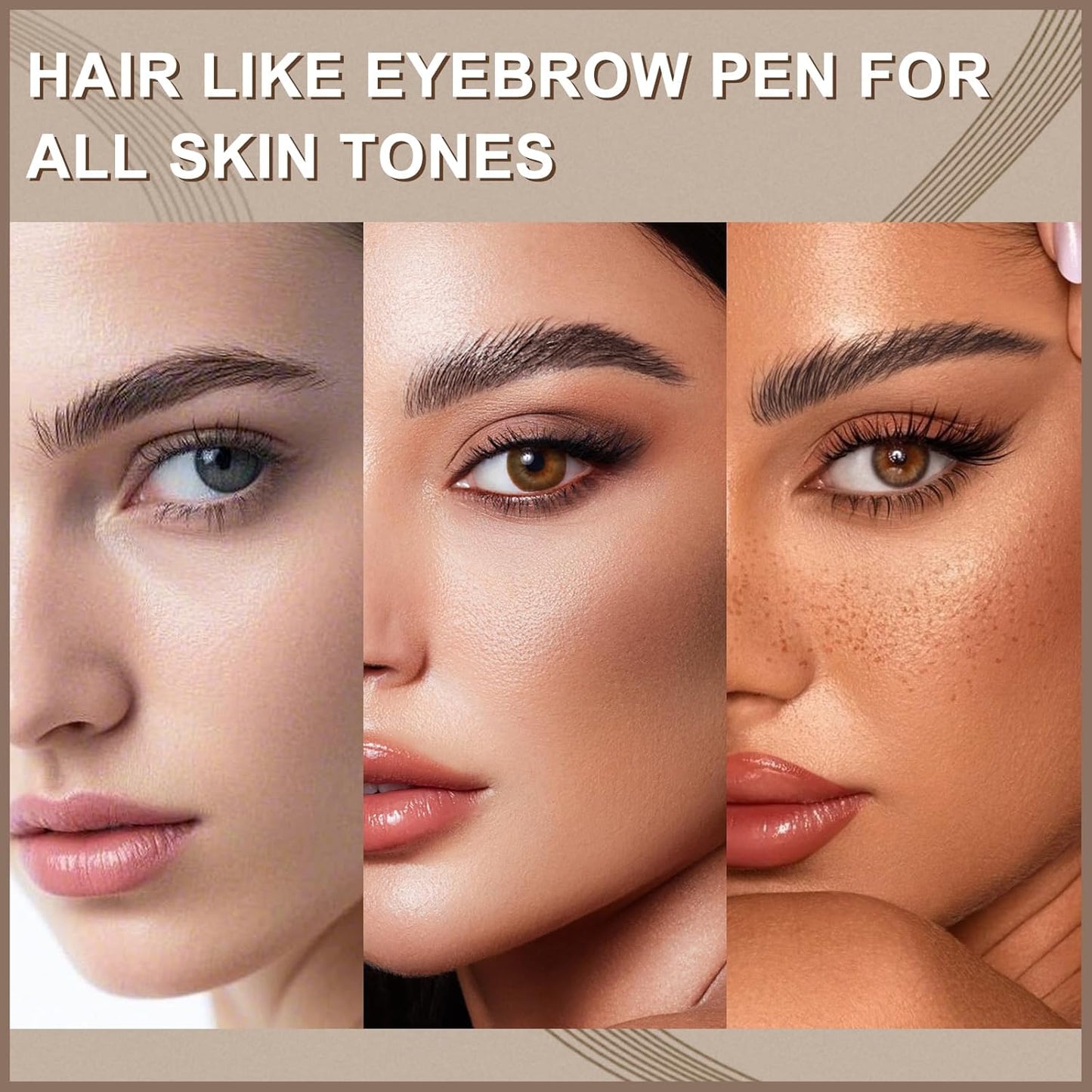 Boobeen 2pcs Waterproof Eyebrow Pen，Dual-Ended Eyeliner Microblading Eyebrow Pencil for Women，Long Lasting Hair-Like Brow Pen with Brow Brush，Dark Brown