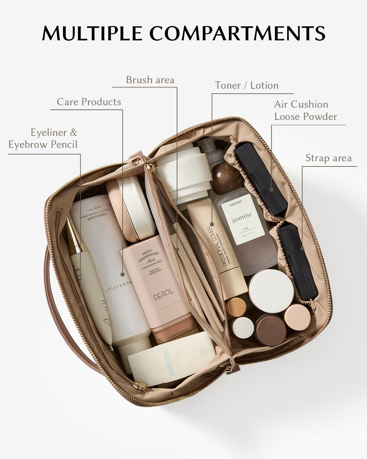 EACHY Travel Makeup Bag,Large Capacity Cosmetic Bags for Women,Waterproof Portable Pouch Open Flat Toiletry Bag Pattern Makeup Bag