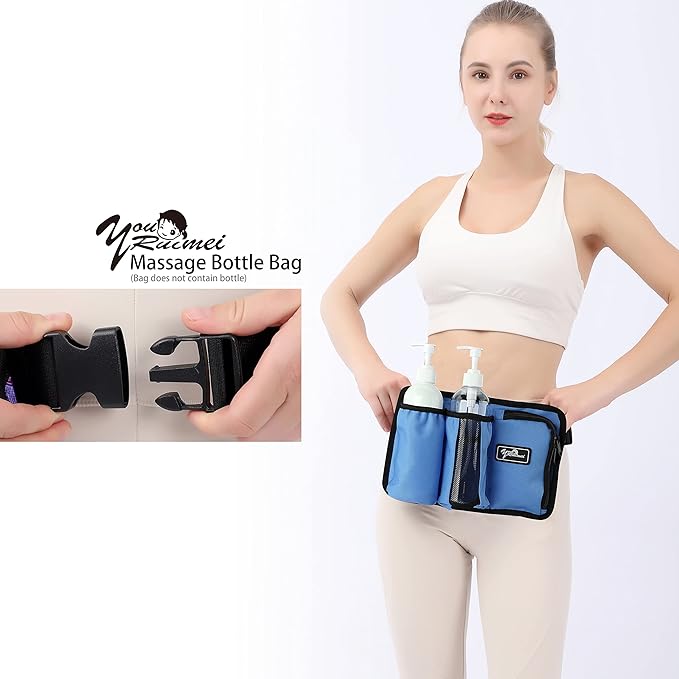 Massage Bottle Bag Massage Therapist Holster Massage Lotion Holster Massage Oil Holster（YR-3KD-Blue）