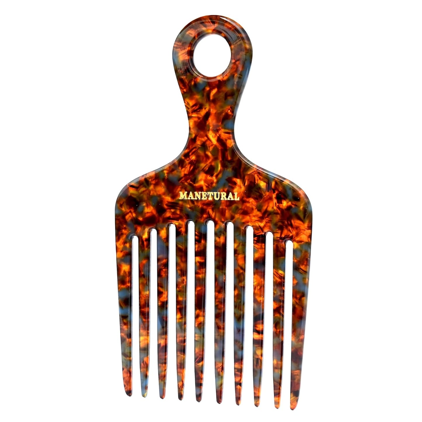 14N Long Tooth Hair Comb, Handmade Saw Cut Hand Polished, Cellulose Acetate, for Women, Kids, and Men, Afro Hair Lift Combs, Beard Pick, Tortoise A, Curly Hair