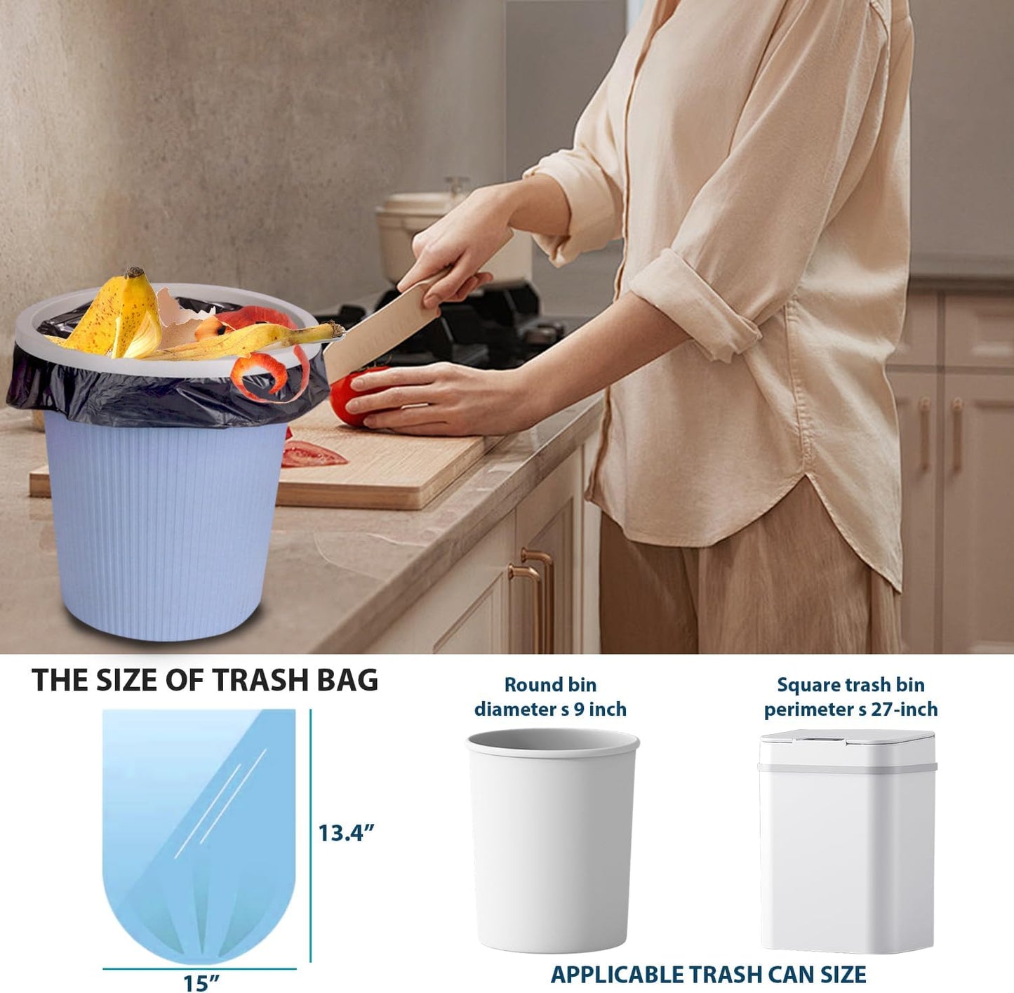1.2 Gallon Flap-Tie Mini Trash Bags 125 Count Small, Leak Proof and Tear Resistant Garbage Bags for Bathroom, Kitchen, Office, Car, and Travel Durable Plastic Bin Liners, Black