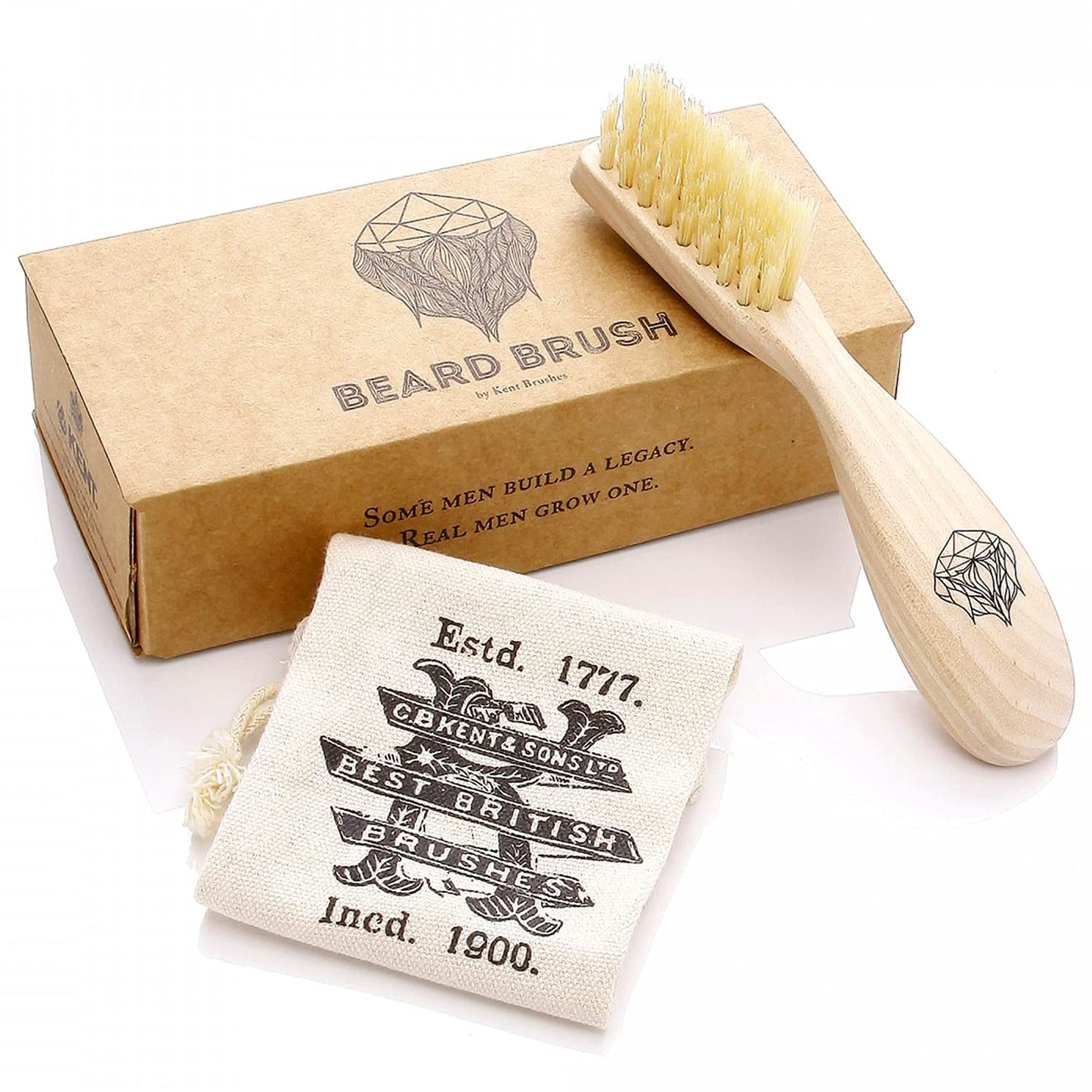 Kent Beard & Mustache Grooming Kit Includes BRD2 White Boar Bristle Beard Brush, 81T Handmade Sawcut Comb, and FOT Fine Tooth Beard Comb for Men’s Care