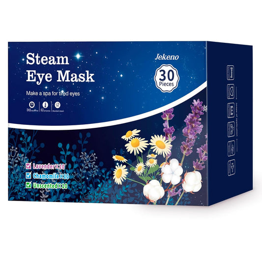 Jekeno Steam Eye Mask, 30 Packs Eye Masks for Dry Eyes, 40-60 Minutes Self Moist Warm Compress Heated Disposable Mask for Sleep, Spa Relaxing Trip Gifts, Travel Essentials for Women Men