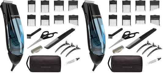 Remington Vacuum Haircut Kit, Vacuum Beard Trimmer, Hair Clippers for Men with Removable Hair Chamber and Dual Motor Power (18 Pieces) (Pack of 2)