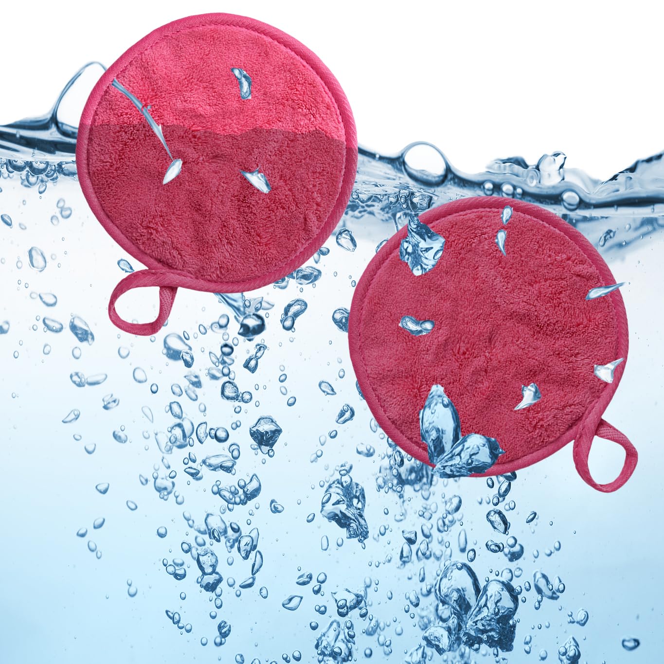 Large Reusable Makeup Remover Pads for Face, Soft Microfiber Makeup Remover Cloths Washable, Premiun 5 INCH Face Cleaning Pad with Laundry Bag, 24 Pack Pink