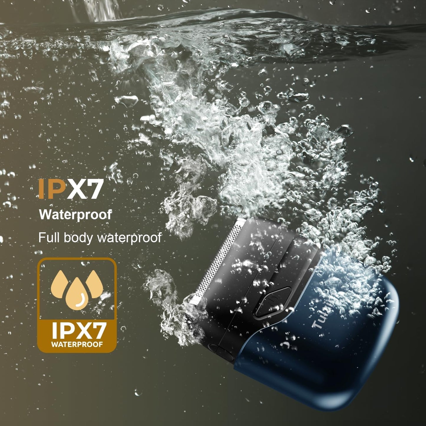 Electric Foil Shaver for Men: Portable Electric Razor for Beard/Face - 3 Floating Blade LED Display USB-C Fast Rechargeable - IPX7 Waterproof for Travel & Home - Blue