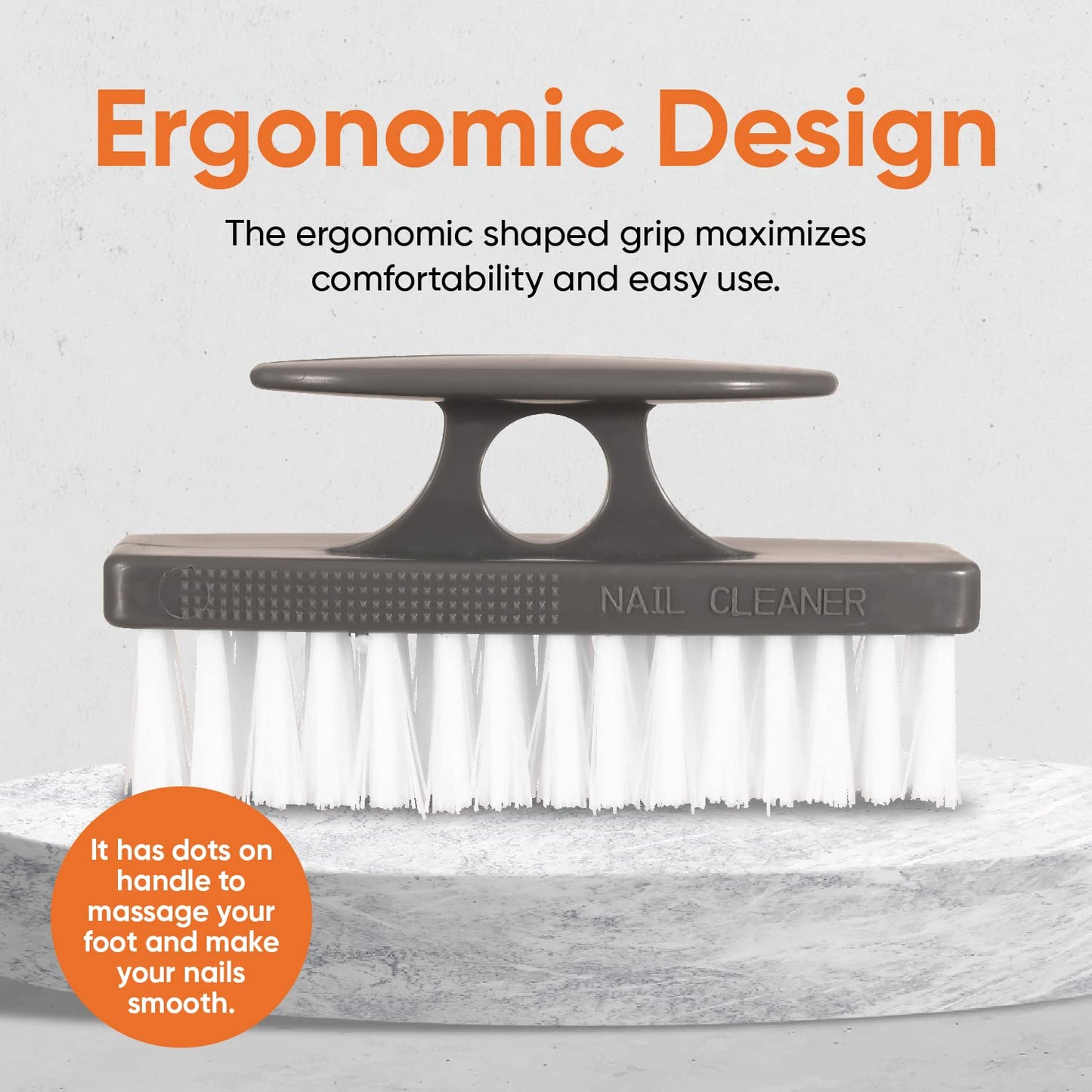 Superio Nail Brush for Cleaning Fingernails, Nail Scrubber - All-Purpose Stiff Cleaner for Hands, Feet, Home, Kitchen, Work - Small Scrub Brush - (2, White/Black)