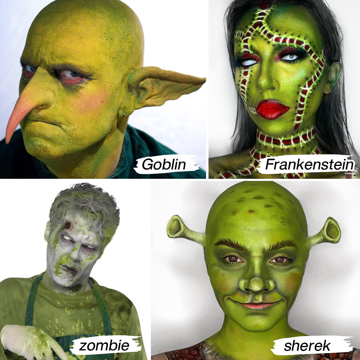 Green Face Paint Foundation for Wicked Witch Makeup - Waterproof High Pigment Concealer, Smooth Texture Greasepaint, Matte Goth for Witch Costume, Halloween, St. Patrick's Day