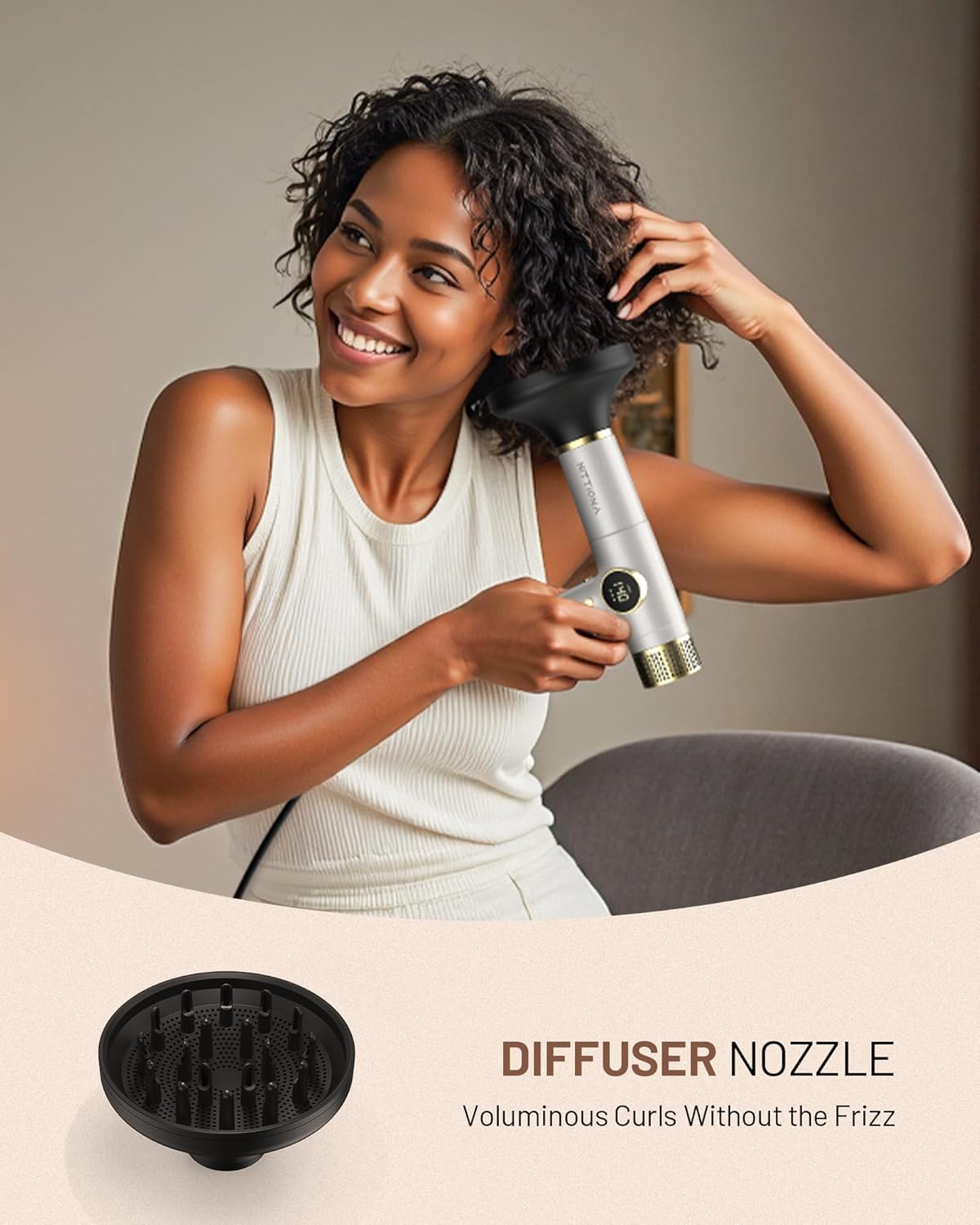 Dual Voltage Travel Hair Dryer with Diffuser - 2000W High-Speed Ionic Diffuser Hair Dryers for Women, Fast Drying, Low Noise, Lightweight, No Heat Damage, European Travel 110V-120V/220V-240V