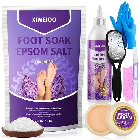 foot salt set Foot Soak with Epsom Salt - For Toenail Repair, Athletes Foot, Softens Calluses, Soothes Sore & Tired Feet…