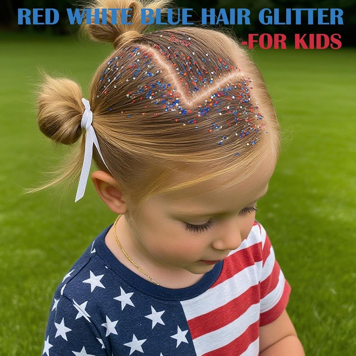 Red White Blue Hair Glitter Stick for Kids,Patriotic Face Body Glitter,4th of July Accessories,Fourth of July Outfits for Women,Patriotic Day Memorial Day Waterproof Chunky Glitter Makeup