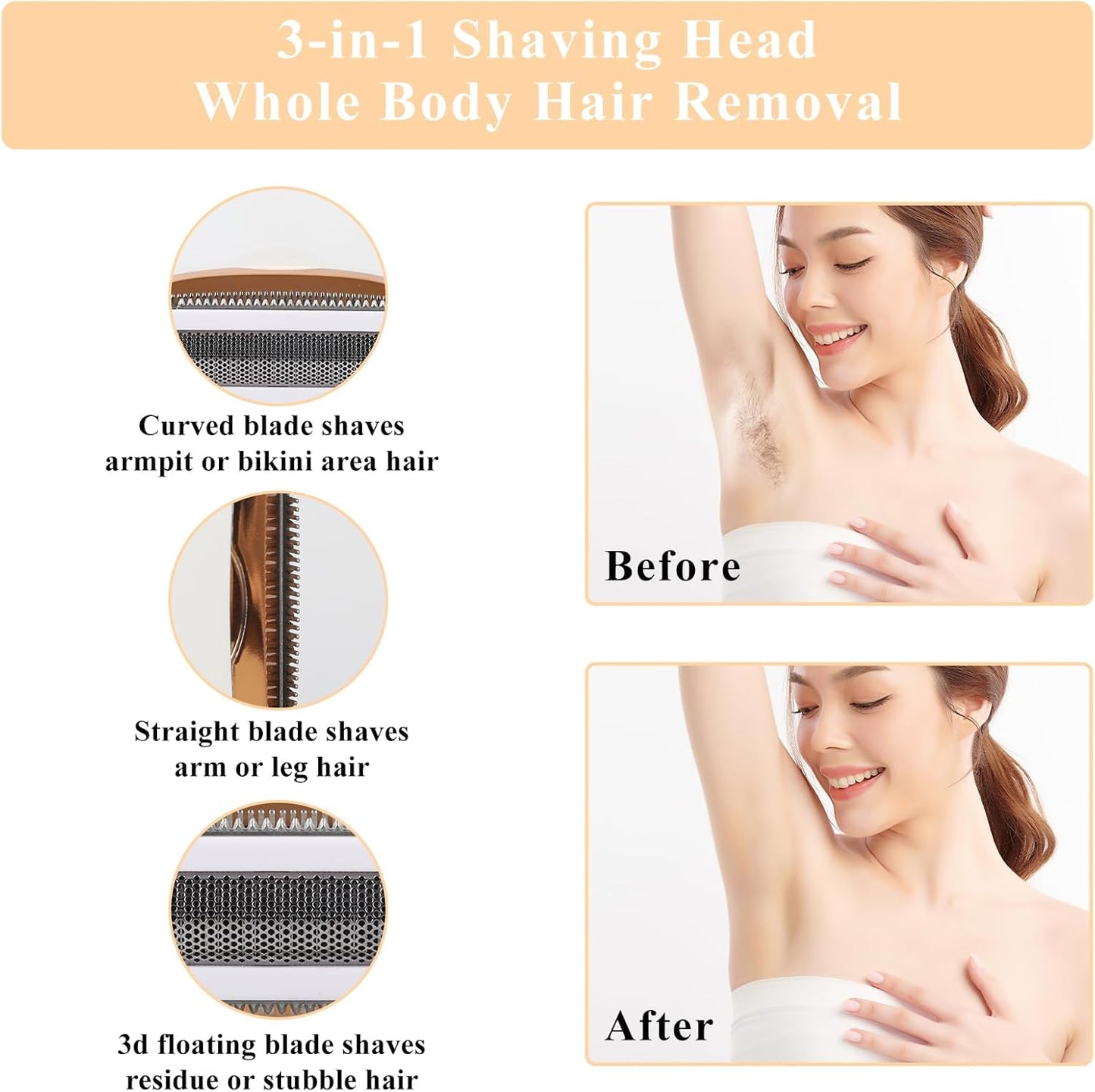 Electric Razor for Women Men,4 in 1 Painless Ladies Wet & Dry Body Razors and Facial Hair Remover, Rechargeable Painless Hair Removal Kit for Nose Face Body Leg Bikini Arm Hair