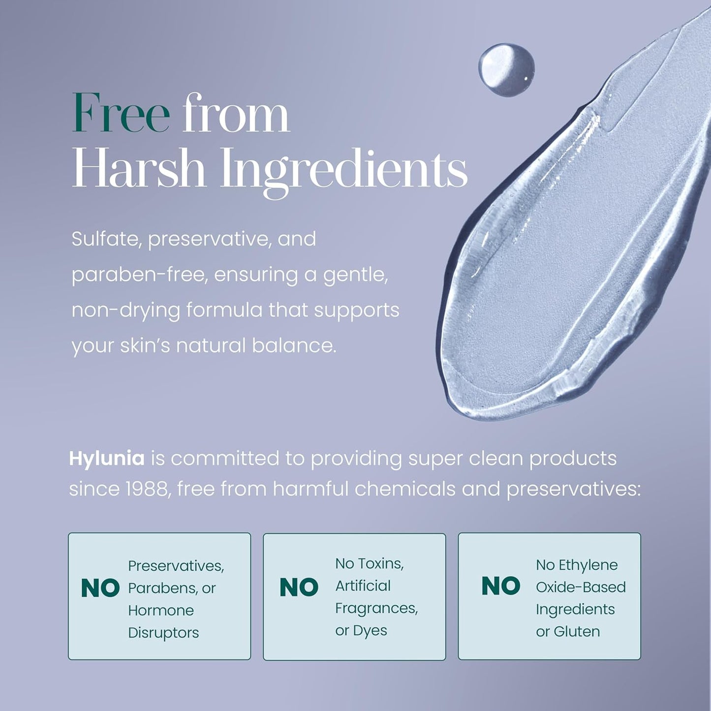 Hylunia Facial Cleansing Gel, Hydrating Cleanser & Makeup Remover w/Hyaluronic Acid, Organic Lavender & Plant Extracts. Deep Cleans, Balances Skin, Soothes Acne-Prone Skin. Sulfate Free. 5.1 fl. oz.