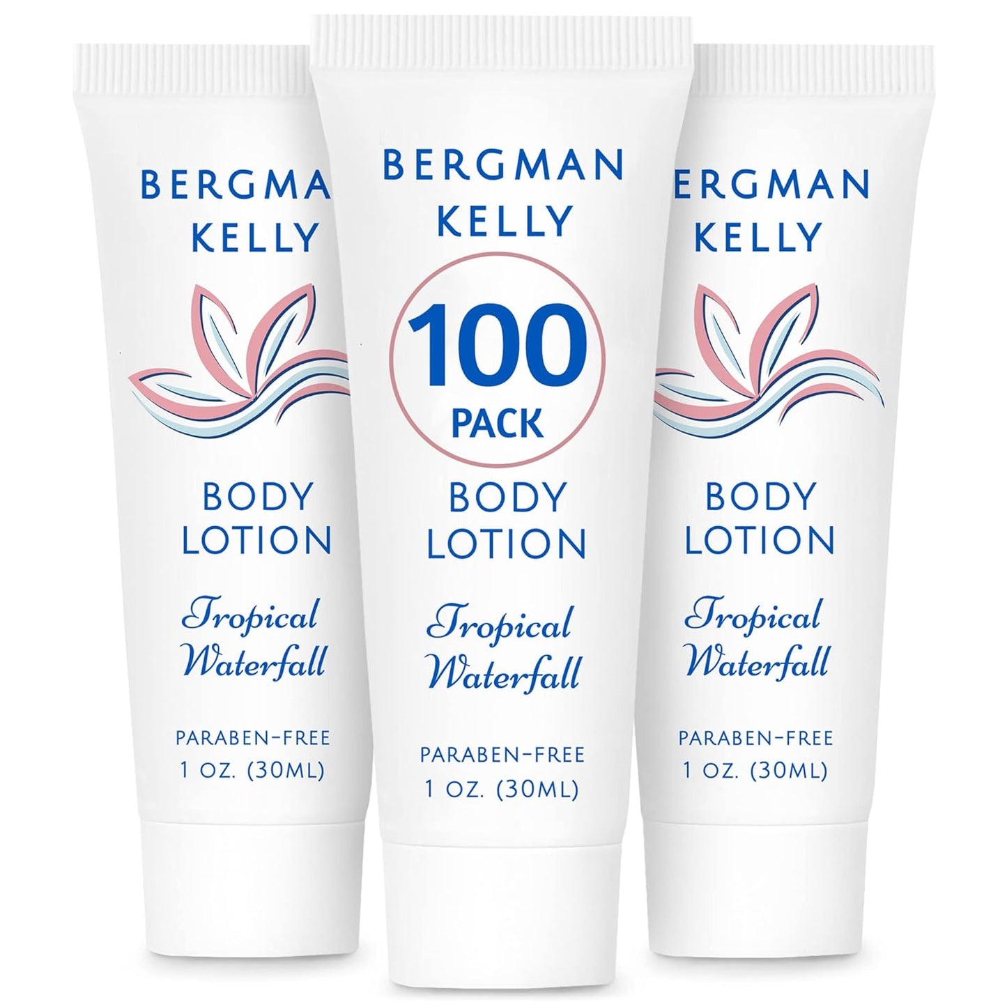 BERGMAN KELLY - Travel Size Lotion - 1 fl oz, 100 PK, Tropical Waterfall - Delight Your Guests w/Invigorating & Refreshing Body Lotion - Quality Mini & Small Size Guest Hotel Toiletries in Bulk
