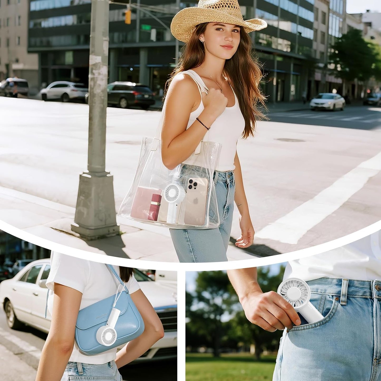 HandFan High Speed Handheld Mini Fan, Small Pocket Design Personal Fans Portable Rechargeable, 5 Gear Turbo Wind, Summer Essentials for Travel/Camping/Concerts/Commuting, Gifts for Men/Women (White)