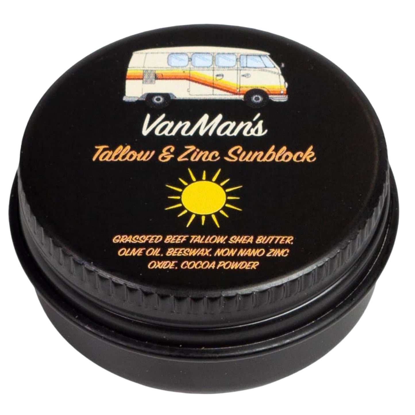 Vanman's Tiny Zinc and Tallow Sunscreen - Water Resistant 20 SPF With Grass-Fed/Finished Beef Tallow, Olive Oil, Beeswax - Mineral Non-Nano Sunscreen - 0.25 oz