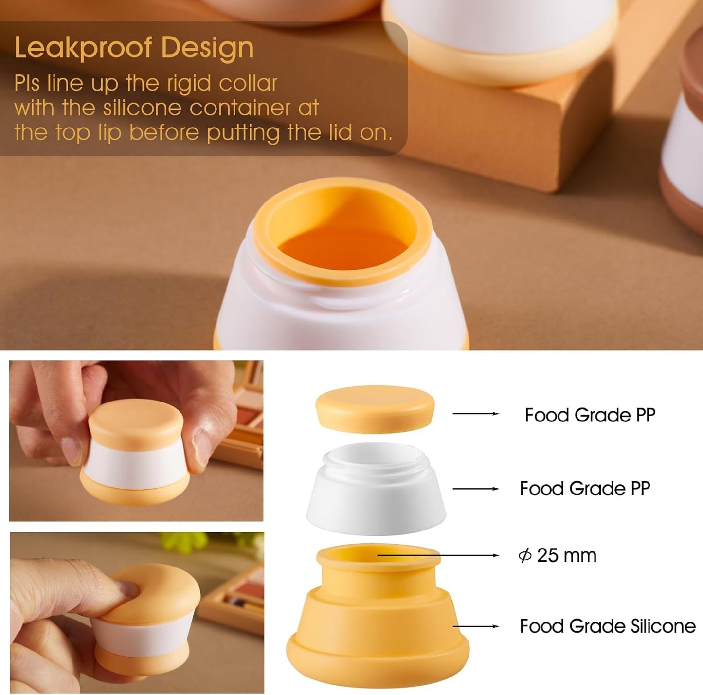 INSFIT Travel Containers for Toiletries, TSA Approved Silicone Cream Jars, Size Containers with Lids, 5PCS BPA Free Leakproof Travel Accessories for Liquid Lotion with Labels Mini Spatulas