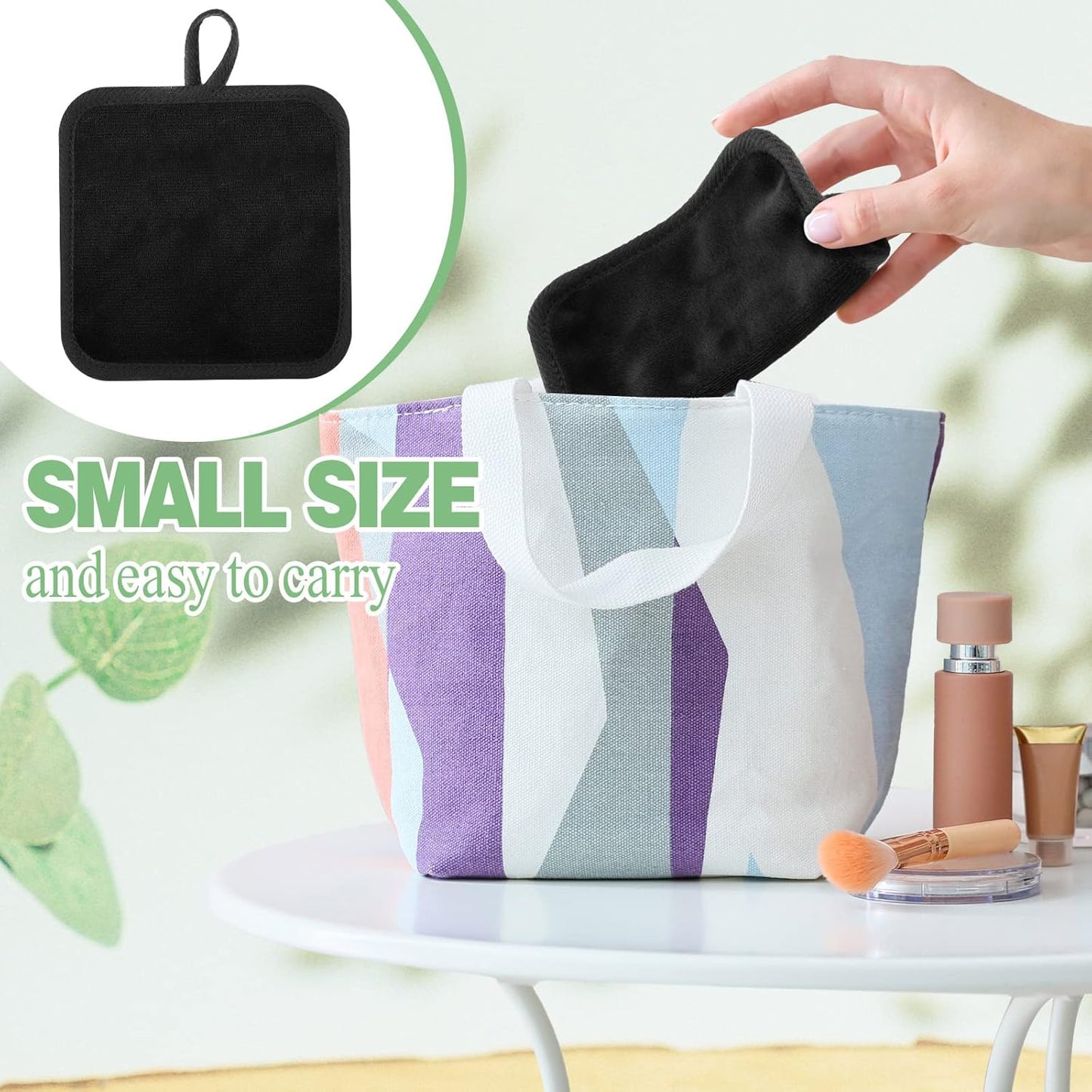 32 Pcs Makeup Remover Pads 5 x 5 Inch Soft Reusable Cloths for Eye Face Cloth Microfiber Washable Makeup Remover Towel Removal Cleaning Cloth for Women(Black)