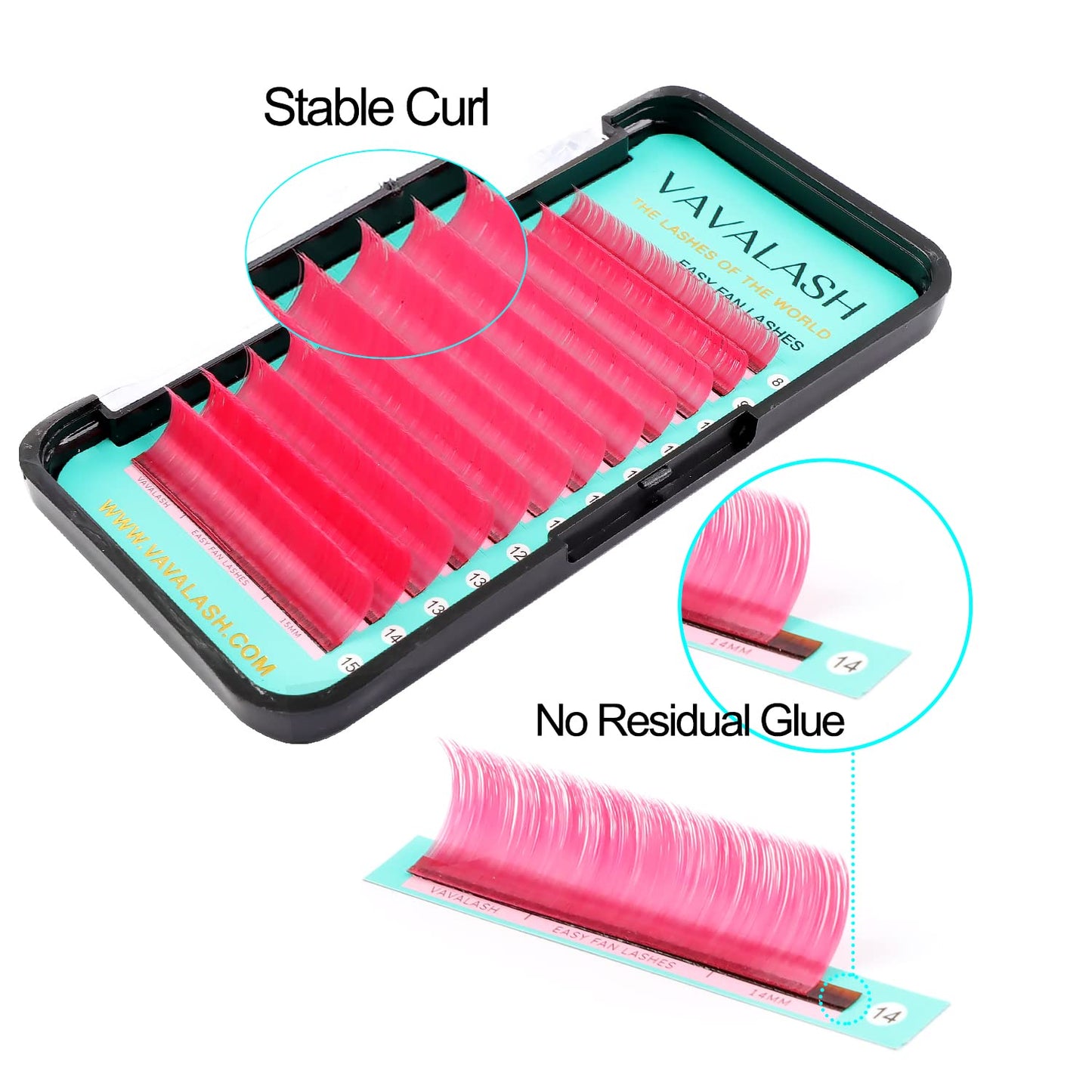 VAVALASH Colored Easy Fan Eyelash Extensions 0.07 CC Curl 13-20mm Mixed Lash Tray Pink Self Fanning Lashes Colorful Volume lash extensions（Pink,0.07-CC-13-20mm）