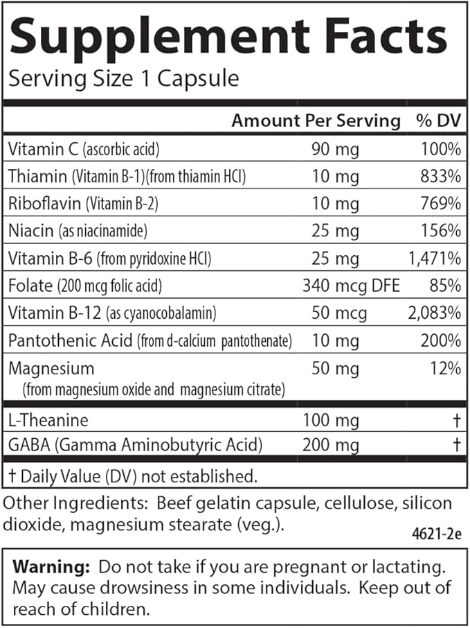 Carlson - Totally Zen, GABA, L-Theanine & B Vitamins, Healthy Mood, Promotes Calmness & Mental Clarity, 60 Capsules