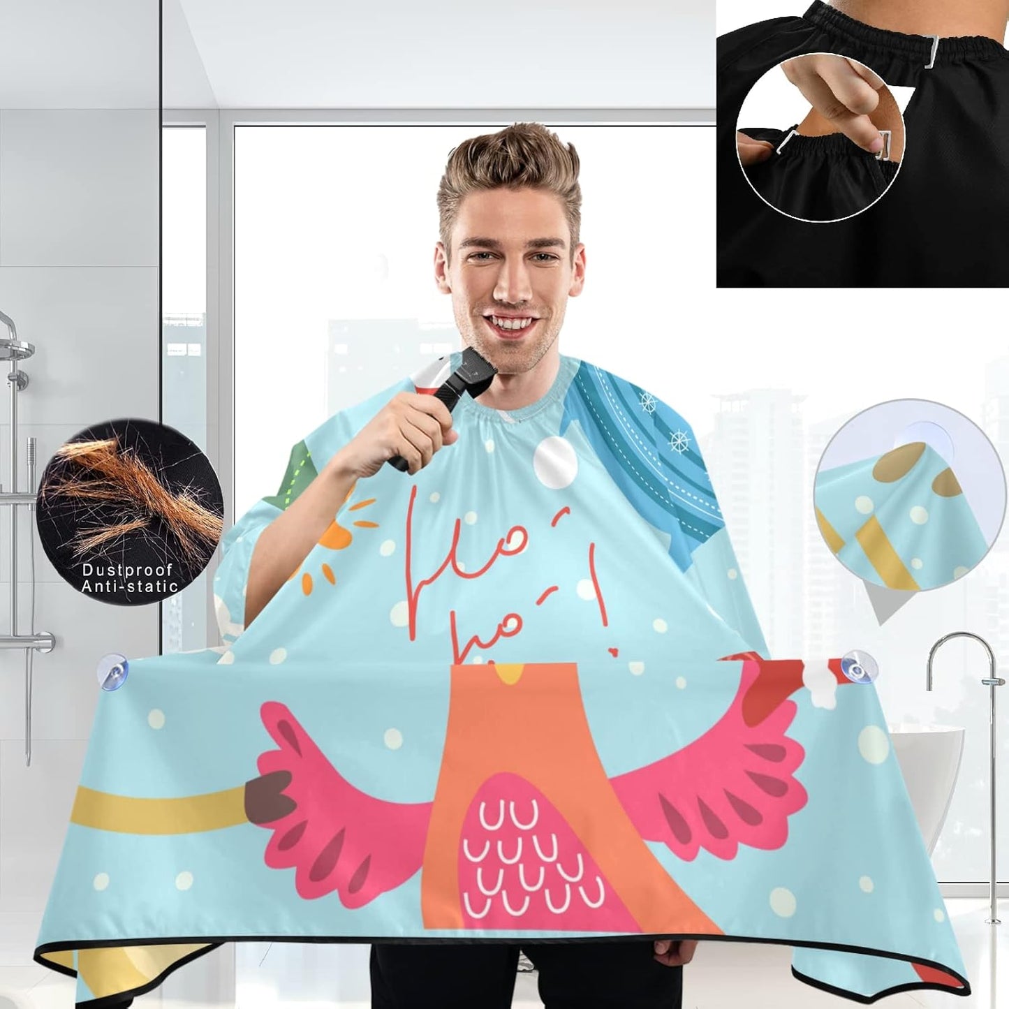 visesunny Barber Cape Christmas Roundelay Polyester Hair Cutting Salon Cape Apron Anti-Static Haircut Water-Resistant Shaving Cloth Beard Shaving Bib Hairdressing Cape