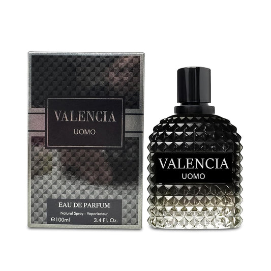 Valencia Uomo Sensual Woody Fragrance for Men | Long Lasting Cologne Aromatic Scent, Eau de Parfum Natural Spray - Great Holiday Gift, 3.4 Fl Oz/100 Ml