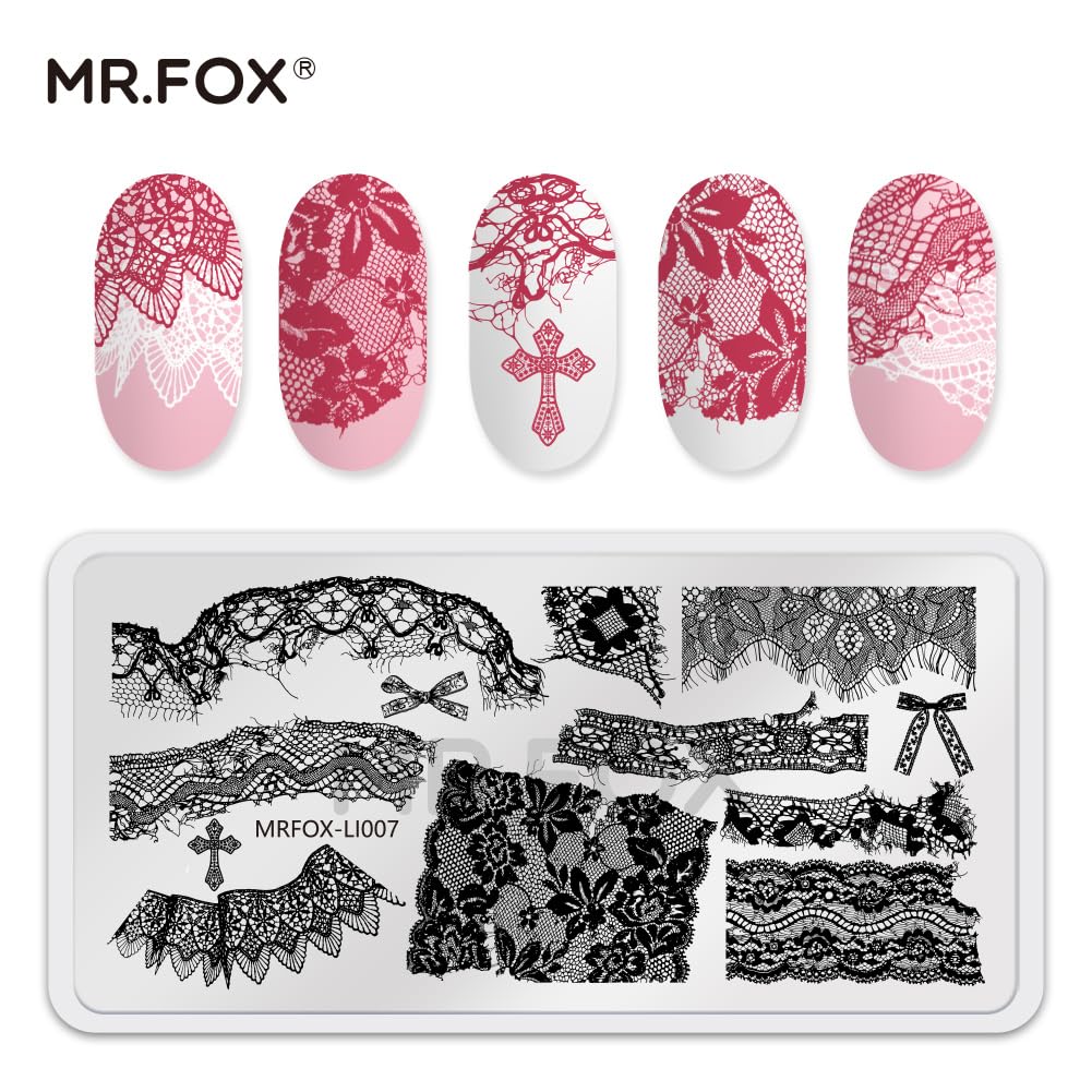 5 Pcs Nail Stencils Plates for Nail Art - Lace Butterfly & Distressed Design, Reusable Stainless Steel Nail Stamping Templates for Manicure