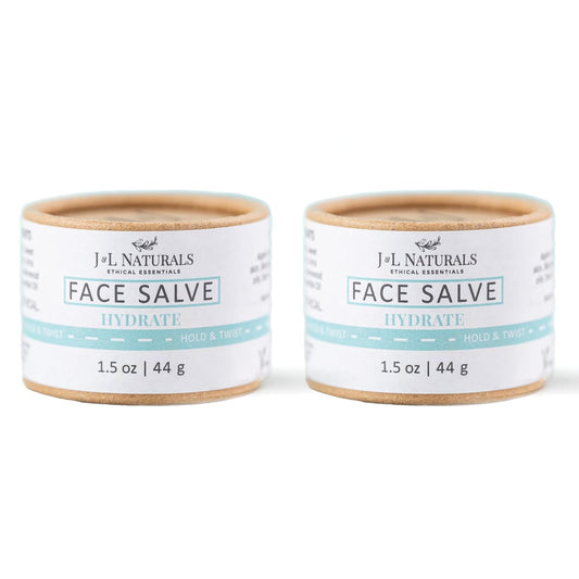 J&L Naturals Hydrating Face Salve Dry Skin Face Moisturizer | Organic Ingredients, 100% Natural, Eco-Friendly | Cruelty Free, Vegan, Paraben Free (2-Pack)