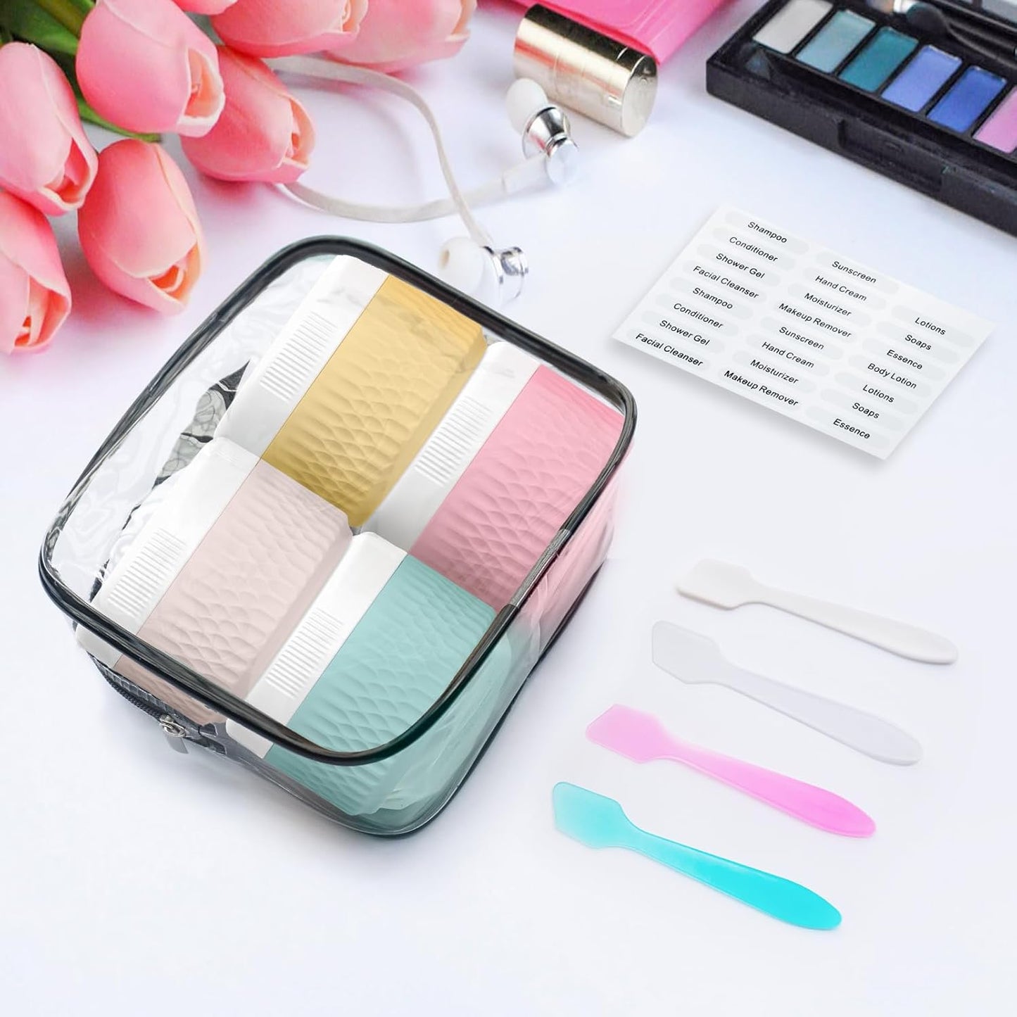 Travel Containers for Toiletries, Silicone Cream Jars BPA Free, TSA Approved 1.3oz Travel Size Containers, Leak-proof Travel Essentials with Lid for Cosmetic Face Hand Body Cream