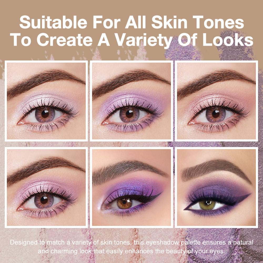 6 Colors Mini Purple Eye Shadow Palette Makeup for Older Women, Neutral Matte Shimmer Eyeshadow Palette Highly Pigmented Waterproof, paleta de sombras de ojos, Vegan & Cruelty-free, 09