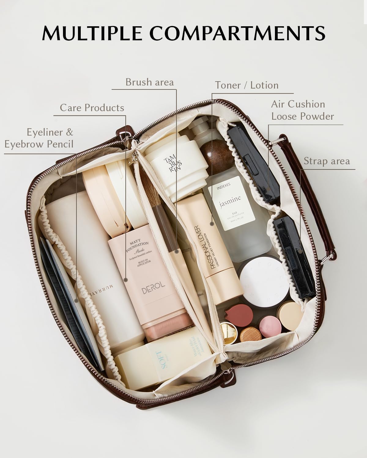 EACHY Travel Makeup Bag,Large Capacity Cosmetic Bags for Women,Waterproof Portable Pouch Open Flat Toiletry Bag Pattern Makeup Bag