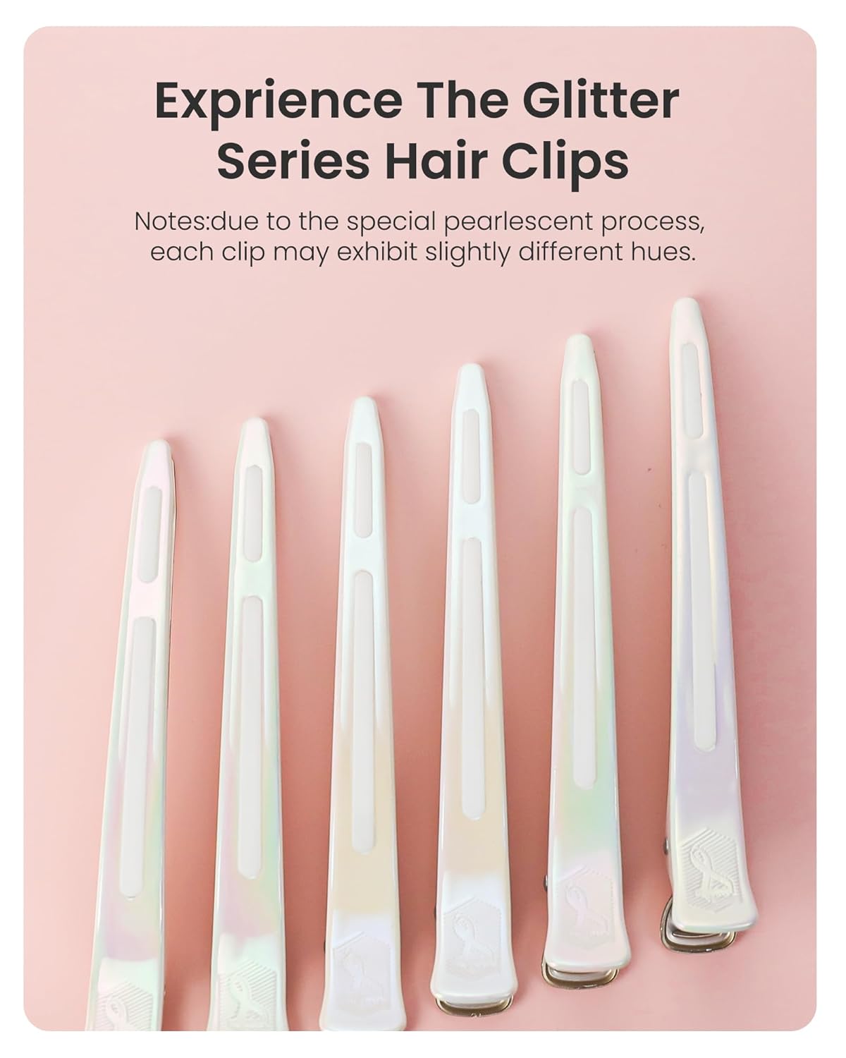 AIMIKE Extended Sectioning Hair Clips w/Built-in Silicone Band, 4.8" No-Crease Non-Slip Hair Styling Clips for Thick, Long Hair – Blow Drying,Hair Rollers, Rust-Free –6 Pack, OpalShell Duckbill Clips