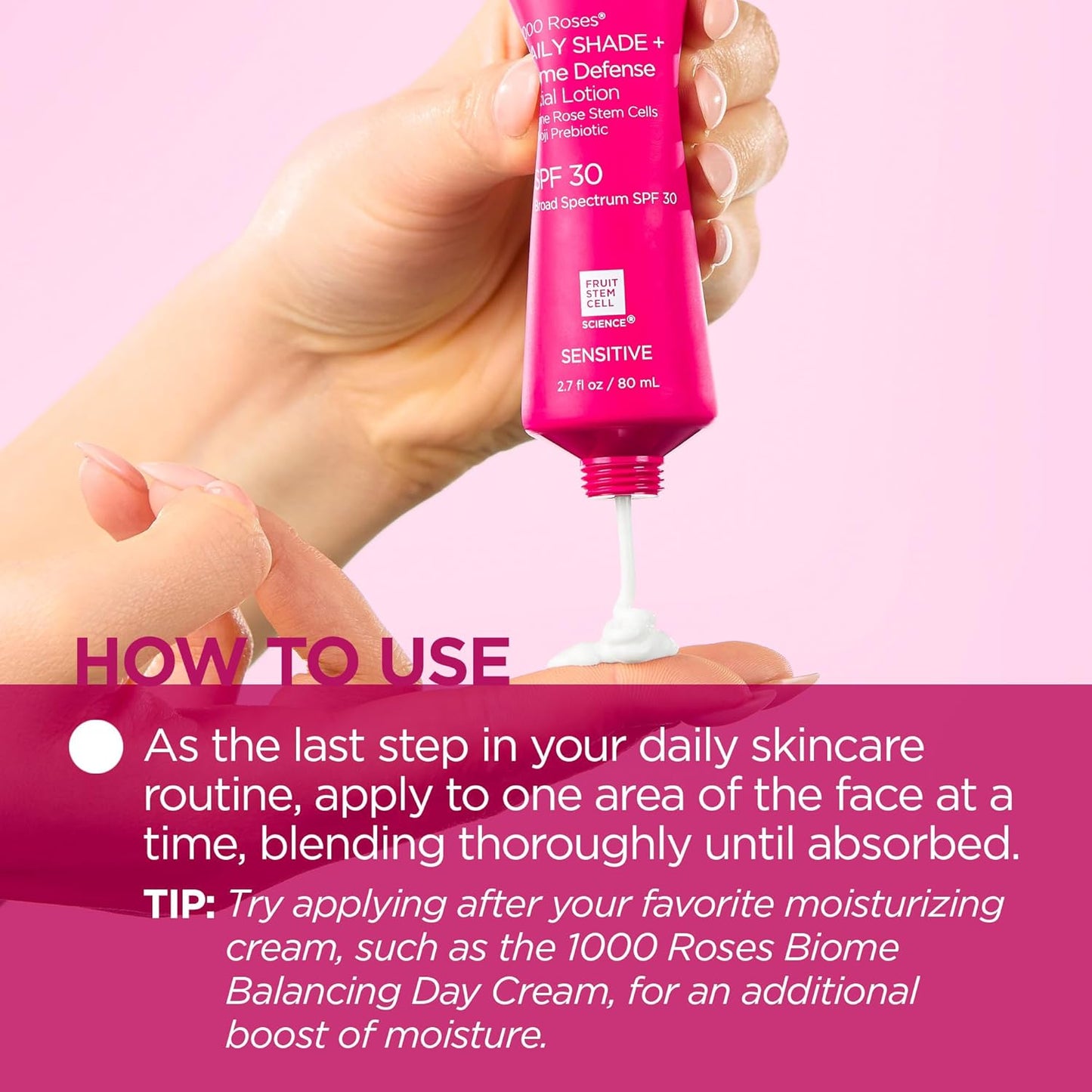 Andalou Naturals Daily Shade Face Sunscreen, 1000 Roses, SPF 30 Mineral Sunscreen with Zinc Oxide, Skin Barrier Defense + Broad Spectrum Protection, Gentle & Soothing, for Sensitive Skin - 2.7 Fl Oz