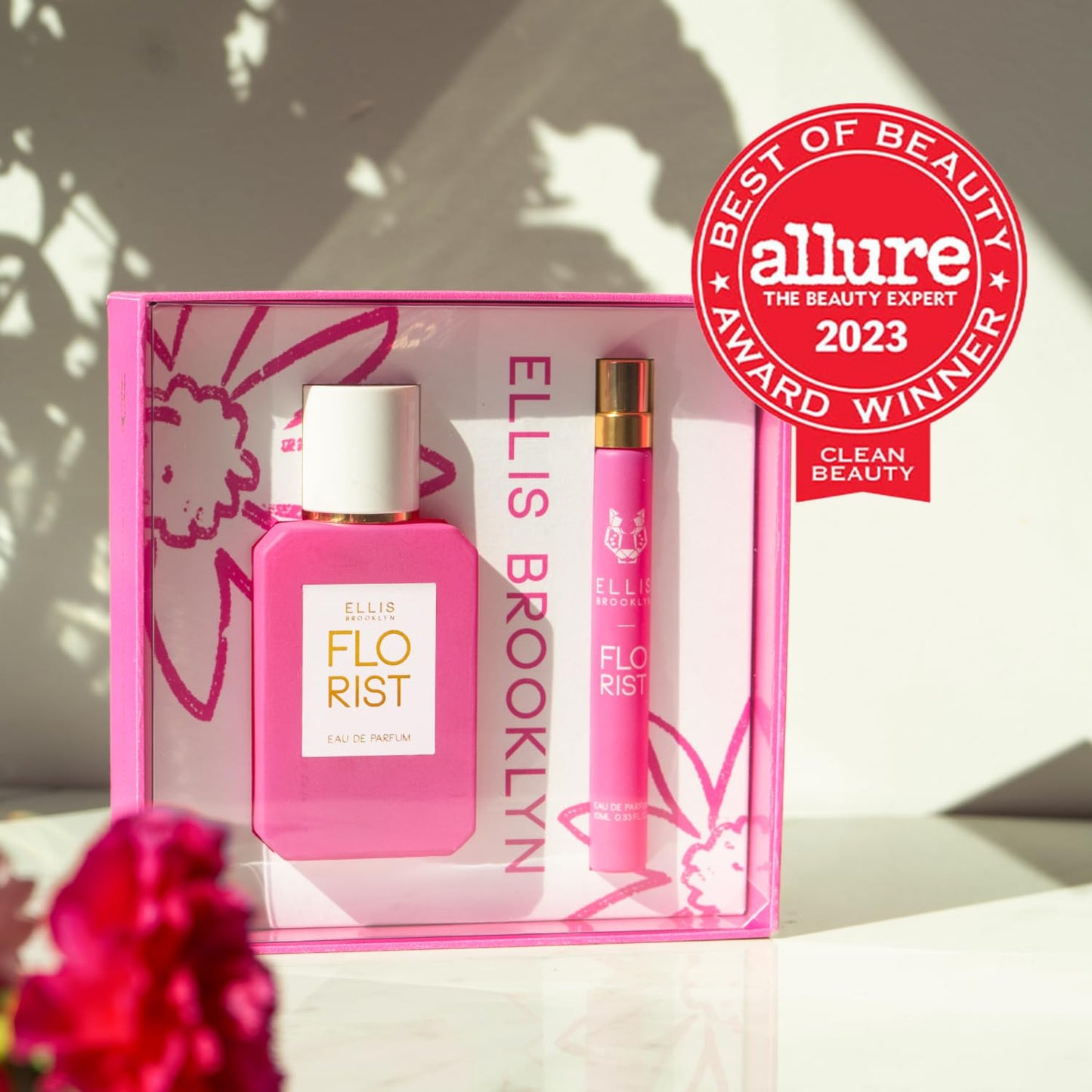 Ellis Brooklyn FLORIST Eau De Parfum Gift Set – Fresh Floral Perfume for Women with Italian Bergamot, Tuberose & Cedarwood – Vegan & Cruelty-Free – Perfect for Mother’s Day! (50ml + 10ml Travel Spray)