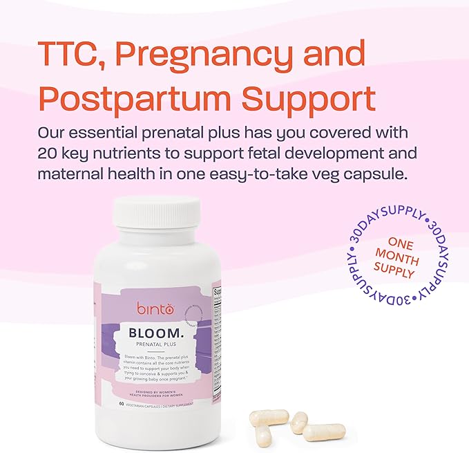 Bloom Comprehensive Prenatal Supplements to Support Healthy Mama & Baby | 1 Month Supply | Multivitamin with Iron, and Methylated Folate | Non GMO, Gluten Free, Vegetarian, No Preservatives