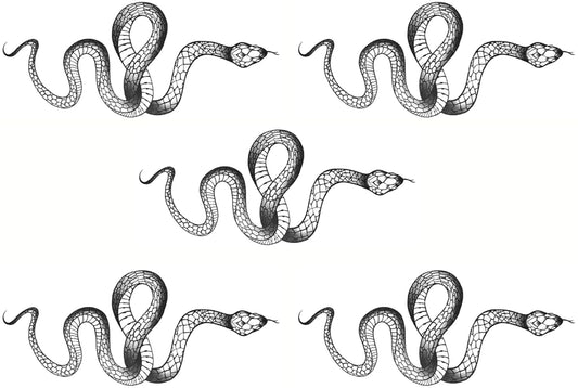 Fashion Realistic Big Size Black Snake Temporary Tattoo Stickers for Women Men Waterproof Fake Tattoo Waist Body Forearm Arm (Pack of 5)