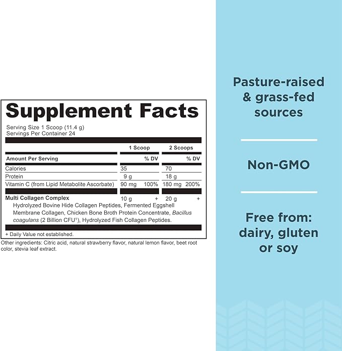 Ancient Nutrition Organic Supergreens Powder, Greens Flavor, 25 Servings + Multi Collagen Protein Powder, Strawberry Lemonade, 24 Servings