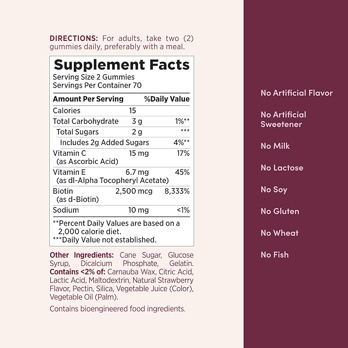 Nature's Bounty Gummies with Biotin, Strawberry, 140 Ct