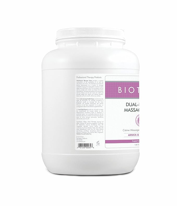 BIOTONE Dual-Purpose Massage Crème with Arnica and Ivy Extracts, Pure Ingredients, Effortless Glide, Luxurious Feel, More Workability, Less Reapplications