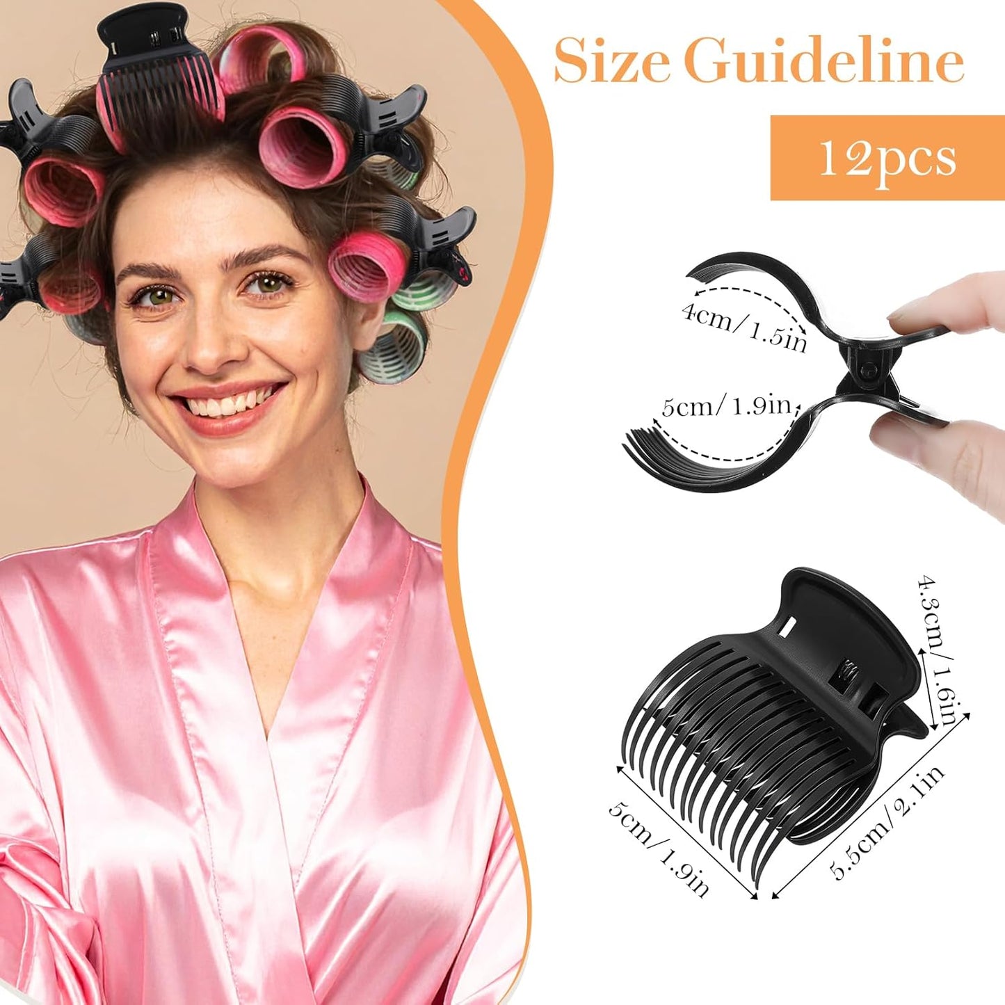 12 Pcs Hot Roller Clips Plastic Hair Curler Claw Clips for Sectioning Styling Creating Voluminous Curls Lightweight Styling Accessories for Home Travel Use DIY Hairstyling Bridal Party Looks