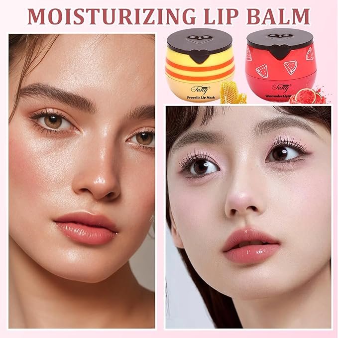 Honey Lip Balm, Bee Lip Balm Honey Pot,Moisturizing Lip Mask Overnight,Hydrate Repair Prevent Dry Cracked Lip Care (5, Honey+Strawberry+Watermelon+Apple+Cherry)