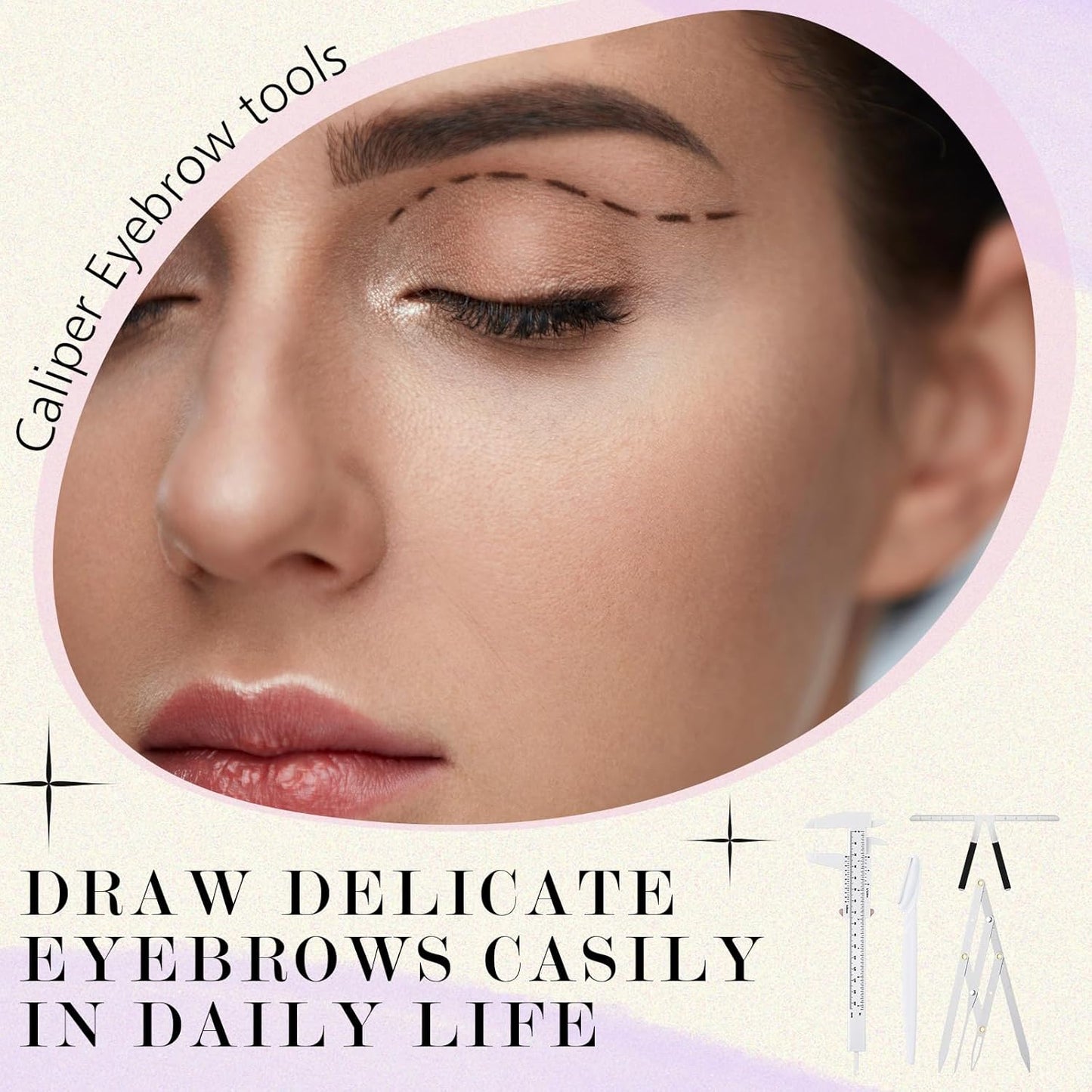 Konohan 11 Pcs Eyebrow Mapping Kit Eyebrow Shaping Tools Eye Brow Measuring Ruler Double Scale Vernier Caliper 3 Point Positioning Ruler Golden Ratio Caliper Brow Trimming Knives(White)